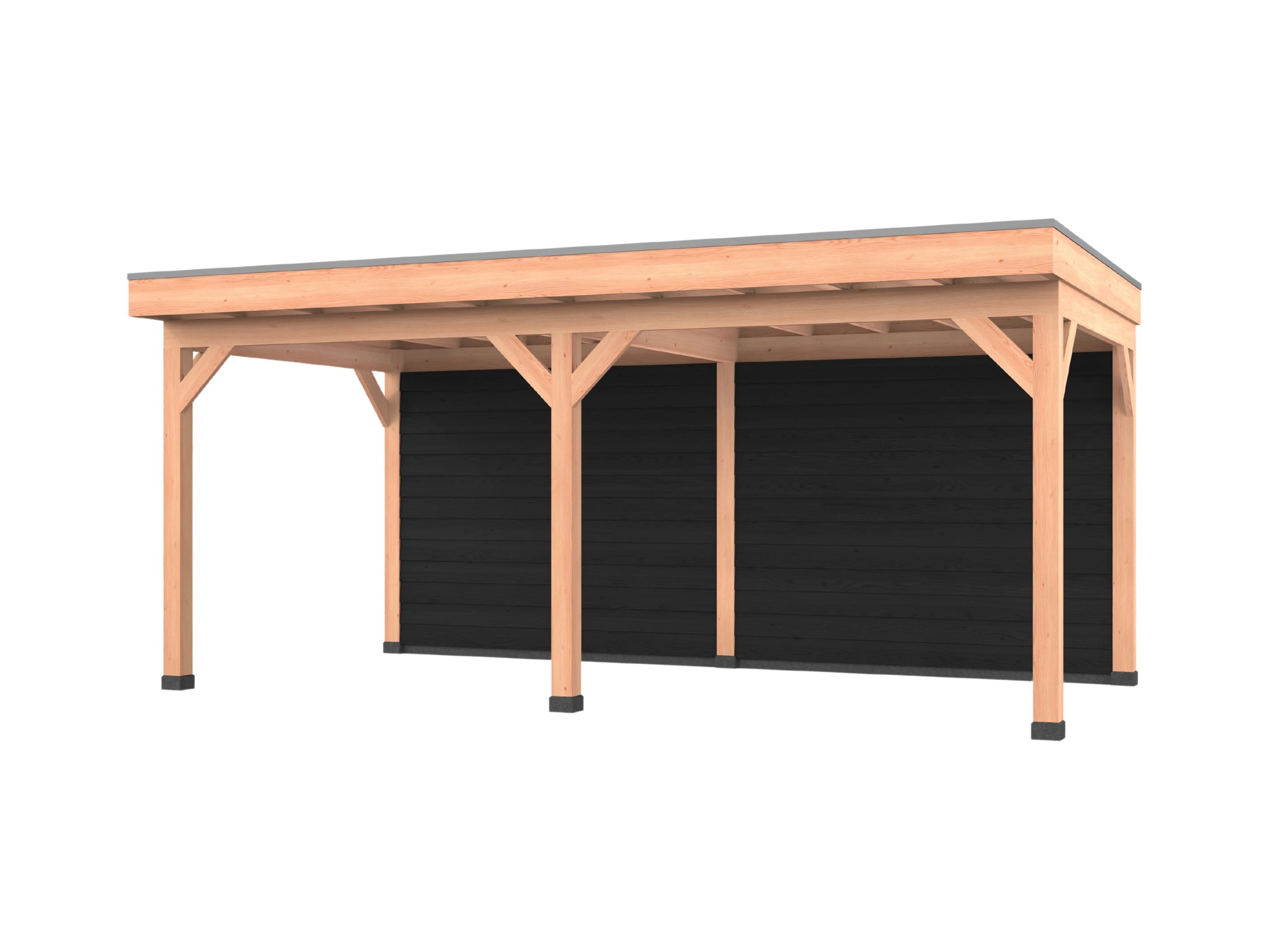 Douglas overkapping, 600 x 300, met zwarte achterwand, Westwood Comfort Green - Afbeelding 1